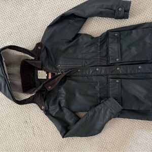 Women’s Fat Face Black Hooded Field Jacket - oil rubbed